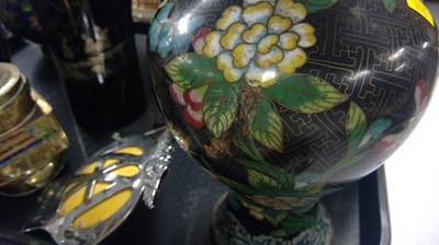 Lot 167 - Cloisonne vases and laquer vases