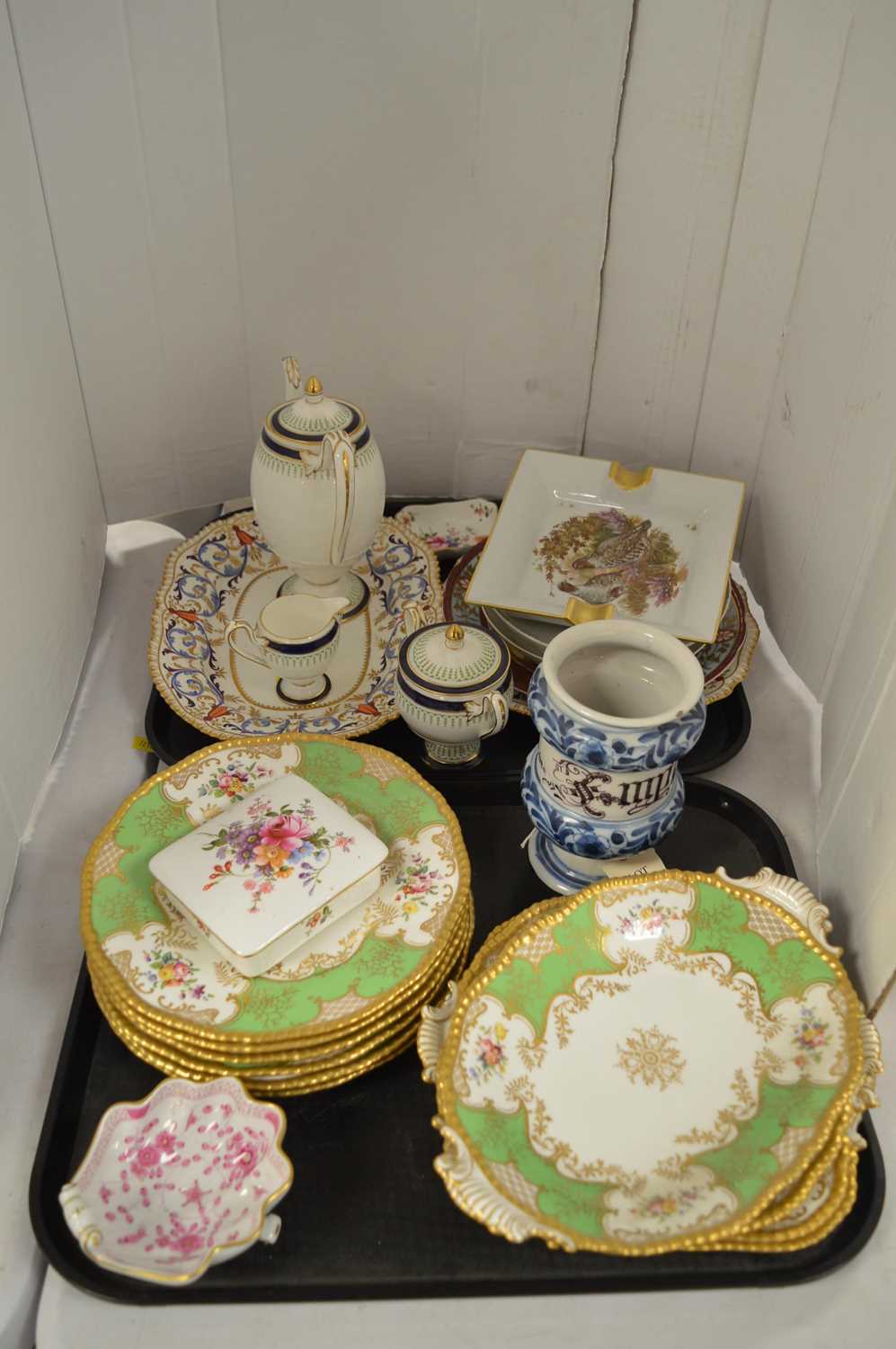 Lot 193 - Mixed ceramics including Coalport, Wedgwood Maiolica and Limoges