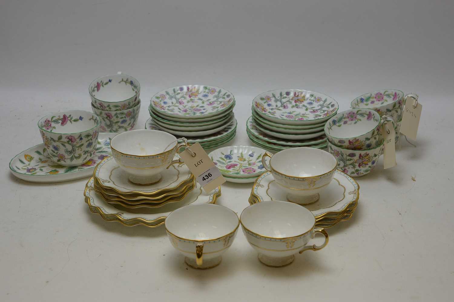 Lot 436 - Two tea sets by Crown Derby and Haddon Hall