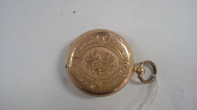 Lot 62 - A yellow metal cased open faced pocket watch