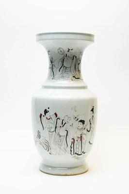 Lot 602 - Chinese Hu shaped vase with figure decoration