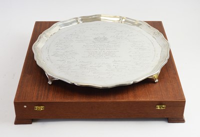 Lot 166 - Silver salver commemorating The North East Coast Institution of Engineering and Shipbuilders