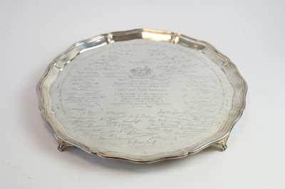 Lot 166 - Silver salver commemorating The North East Coast Institution of Engineering and Shipbuilders