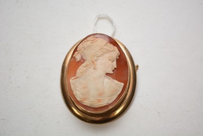Lot 91 - A carved shell cameo brooch