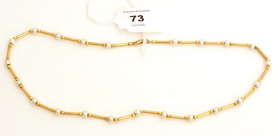 Lot 73 - Cultured pearl and 9ct gold necklace