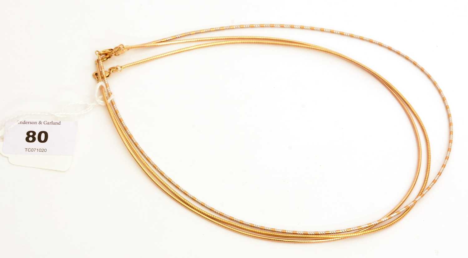 Lot 80 - Three 9ct yellow gold necklaces