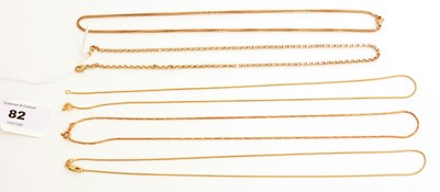 Lot 82 - A selection of 9ct yellow gold necklaces