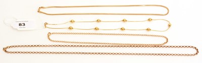 Lot 83 - A selection of 9ct yellow gold necklaces