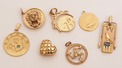 Lot 116 - Seven gold pendants
