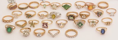 Lot 122 - A large quantity of 9ct gold gem set rings