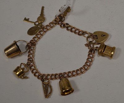 Lot 47 - A 9ct yellow gold charm bracelet