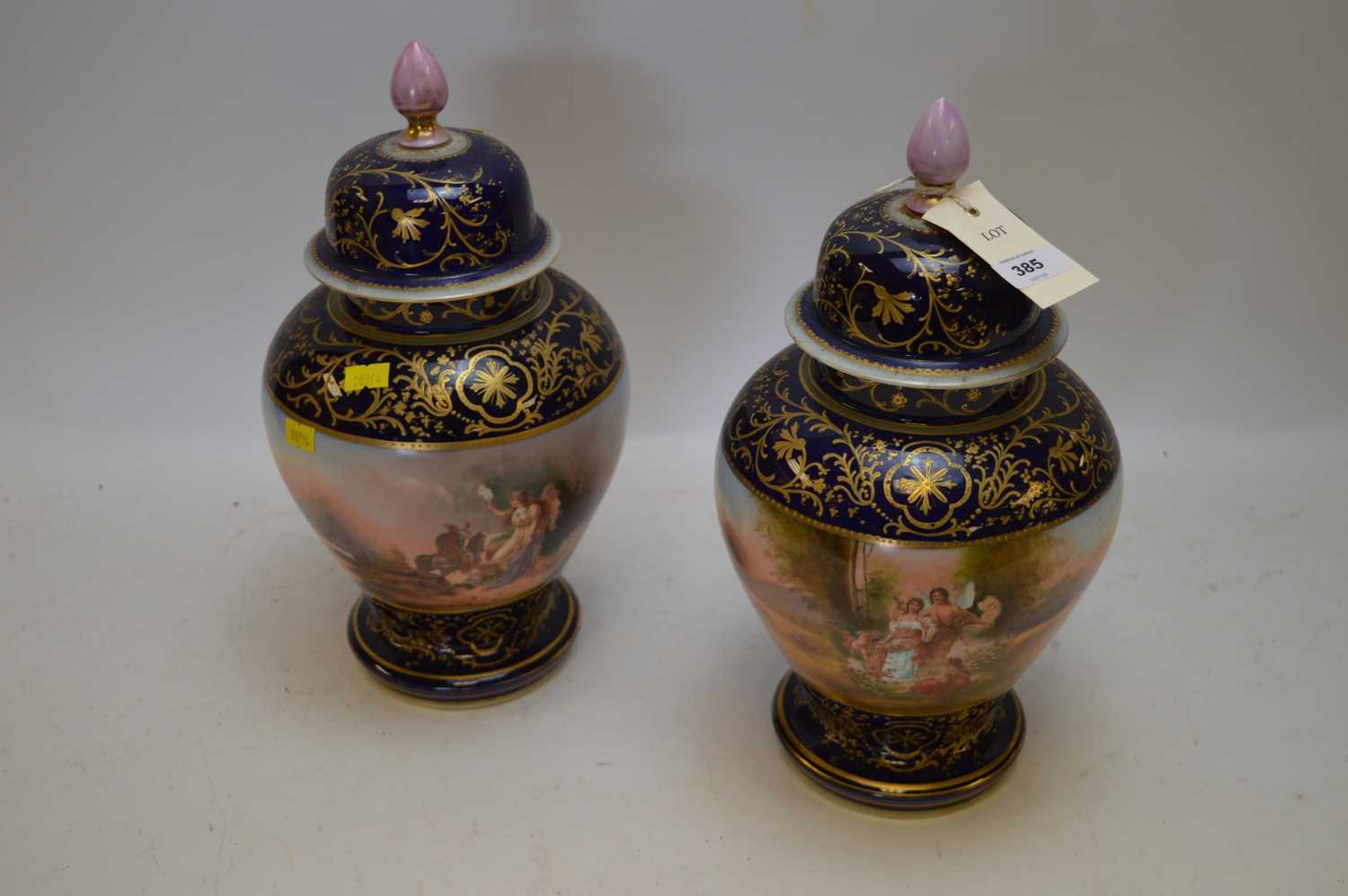 Lot 385 - Vienna vases and covers