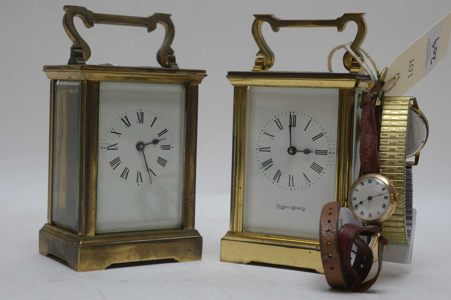 Lot 209 - Carriage clocks and wrist watches including 9ct gold watch