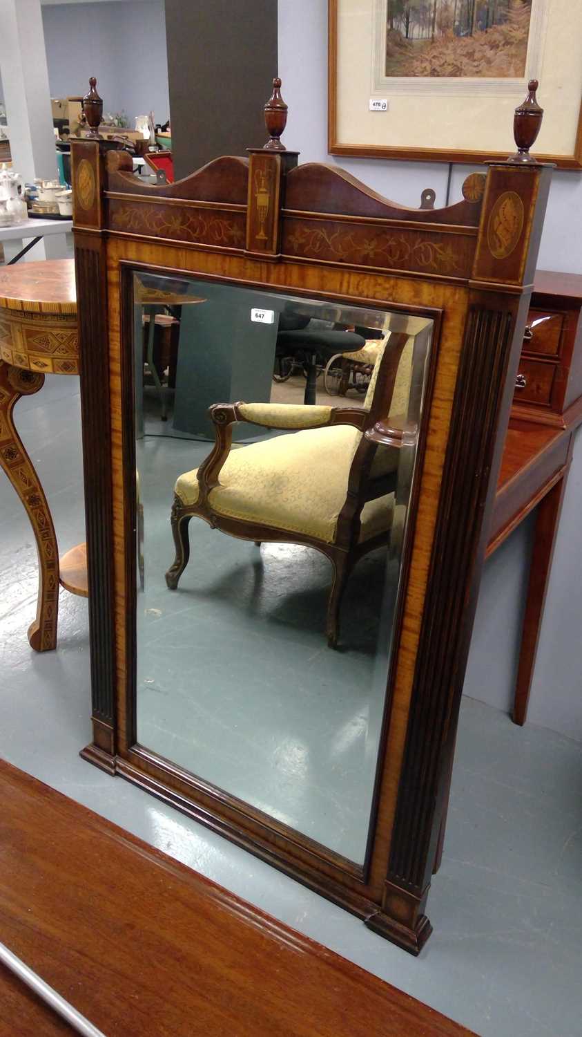 Lot 647 - A 20th Century mahogany and satinwood mirror,...