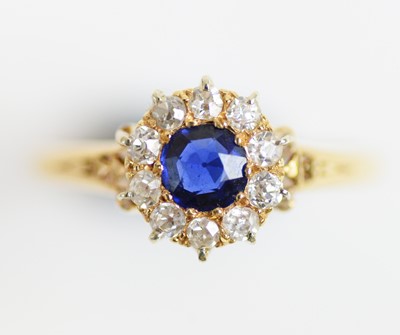 Lot 6 - Sapphire and diamond cluster ring