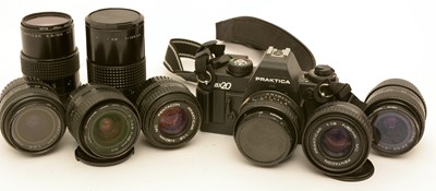 Lot 932 - A Praktica camera and lenses.