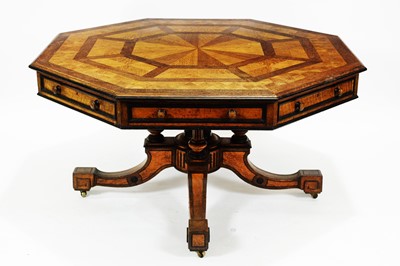 Lot 813 - Victorian Howard & Sons oak and parquetry octagonal centre table