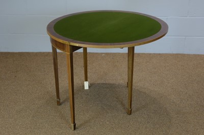 Lot 482 - Early 20th C demi lune card table.