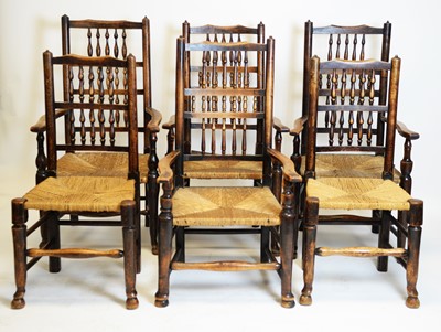 Lot 822 - Six early 19th Century spindle back dining chairs