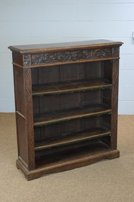 Lot 456 - Victorian oak open bookcase.