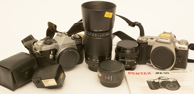 Lot 857 - Two Pentax cameras and lenses.