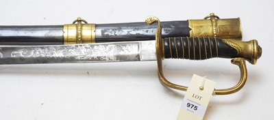 Lot 975 - An American Civil War style Army Staff officer sword