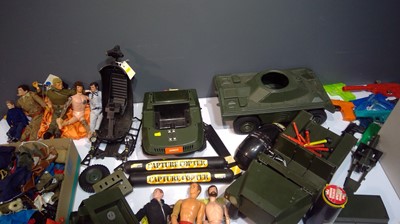 Lot 1142 - Three boxes of Action man figures, clothing, vehicles, accessories etc..