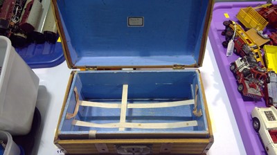 Lot 1145 - A Vintage dolls trunk and a box of vintage glass marbles.