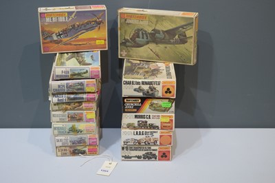 Lot 1265 - Matchbox plastic model construction kits,: WWII Tanks, Military vehicles and aircraft (15)