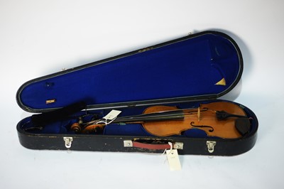 Lot 725 - Violin and bows cased