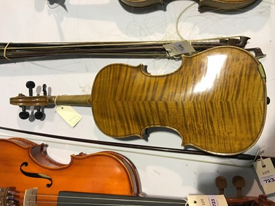 Lot 725 - Violin and bows cased