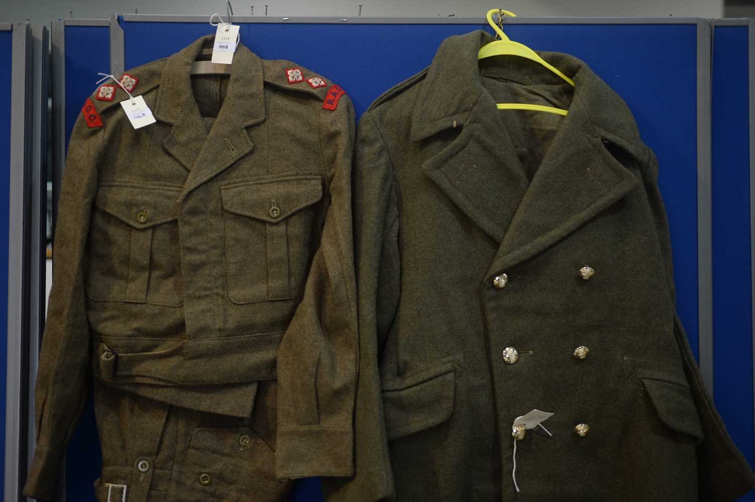 Lot 968 - World War II style Battle Dress and greatcoat