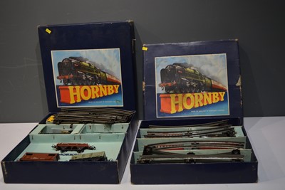 Lot 1217 - Hornby O gauge no.41 tinplate passenger train set and No 50 Goods train set.