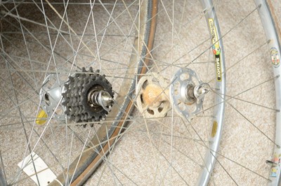 Lot 723 - Pair of bicycle wheels, and another wheel, and a 50 tooth chainring.