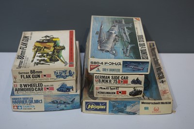 Lot 1259 - Plastic model kits by Tamiya, Nichimo, Hasegawa and Pinpoint Series.