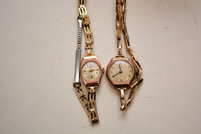 Lot 100 - Two 9ct gold cased cocktail watches