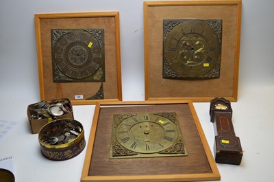 Lot 125 - Clock dials; assorted pocket watch movements; and miniature longcase.