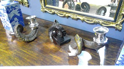 Lot 98 - A pair of Victorian ramshorn table snuff mulls,...