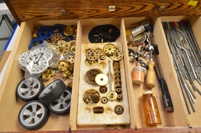 Lot 280 - Meccano in an oak chest of drawers