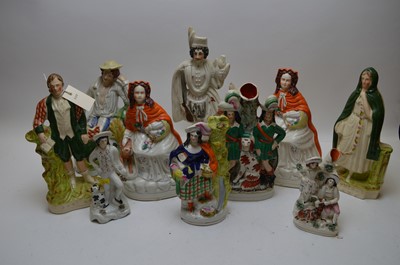 Lot 214 - Staffordshire figures Little Red Riding Hood, Robbie Burns, Highland Mary and others.
