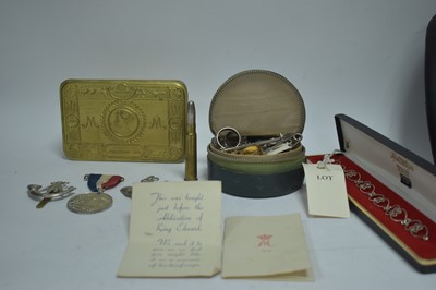 Lot 17 - WWI Christmas tin and Pencil and other items