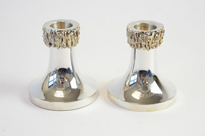 Lot 116 - A pair of silver candlesticks and dish, for the Guild of Mercers