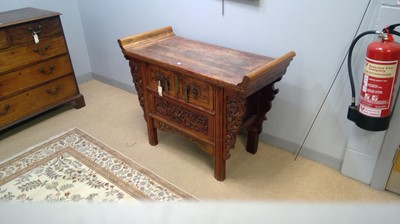 Lot 565 - Late 19th/early 20th C Chinese altar table.