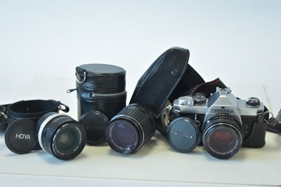 Lot 948 - A Pentax MX 35mm SLR camera with two lenses