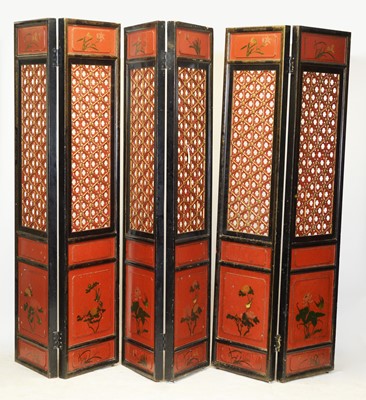 Lot 850 - 20th Century lacquer six-fold screen