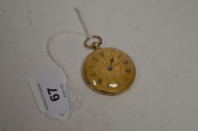 Lot 67 - A yellow metal fob watch