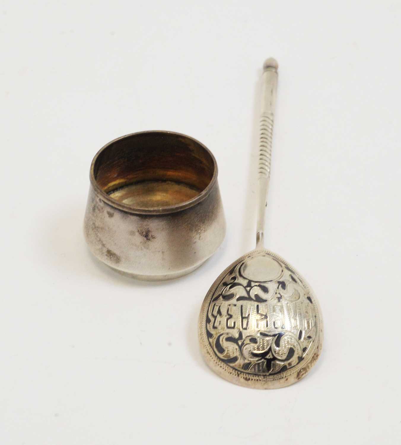 Lot 179 - Russian silver spoon and table salt