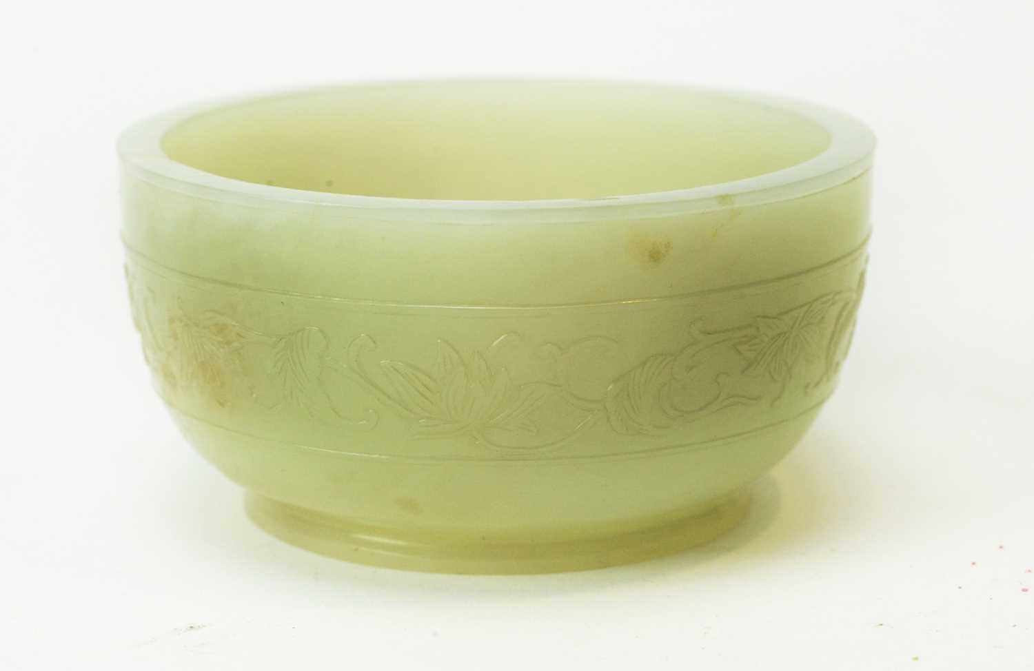 599 - Small pale green jade bowl