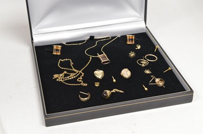 Lot 109 - Amber necklace and earrings, and other jewellery