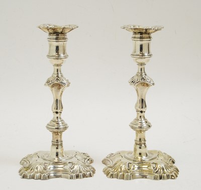 Lot 223 - A fine pair of George II cast silver...